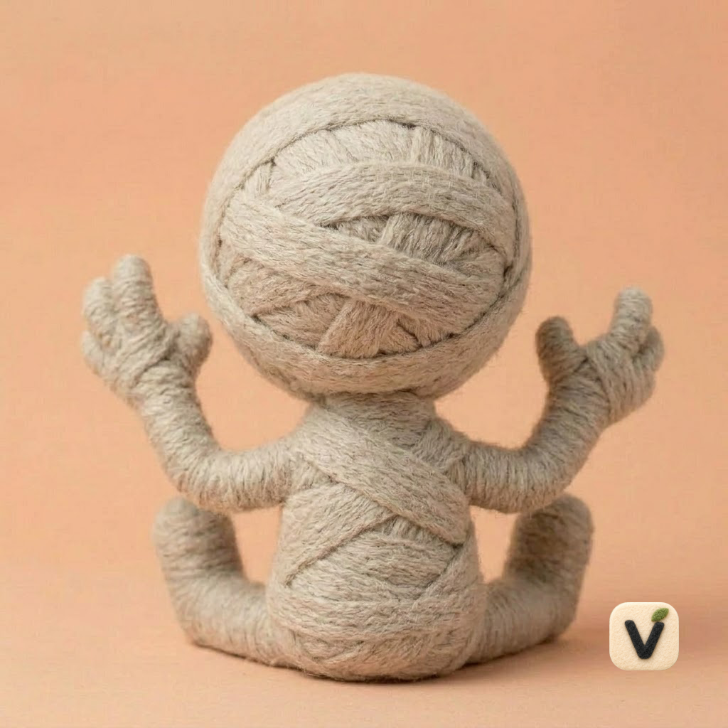 Handmade Wool Felt Playful Mummy Figurine – Cute Halloween Decor