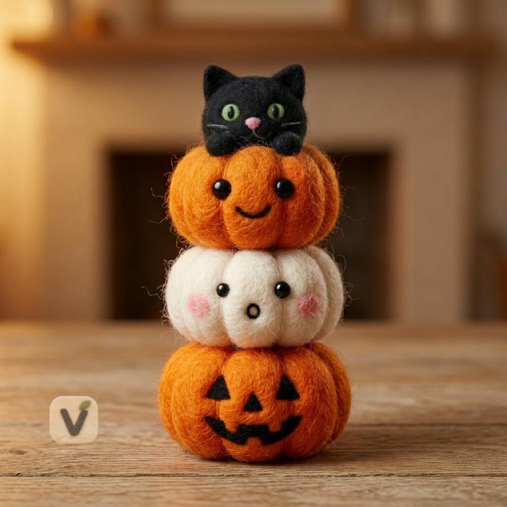Black Cat Halloween Tower Figurine