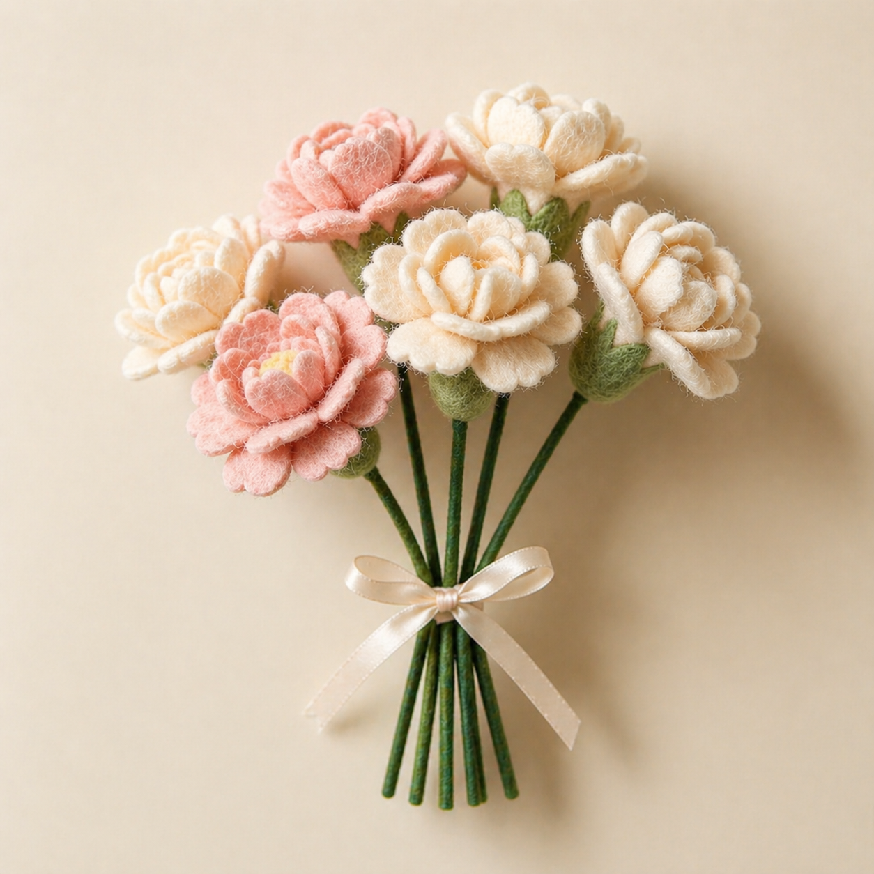 Handmade Wool Felt Carnation Bouquet - The Best Gift for Mom