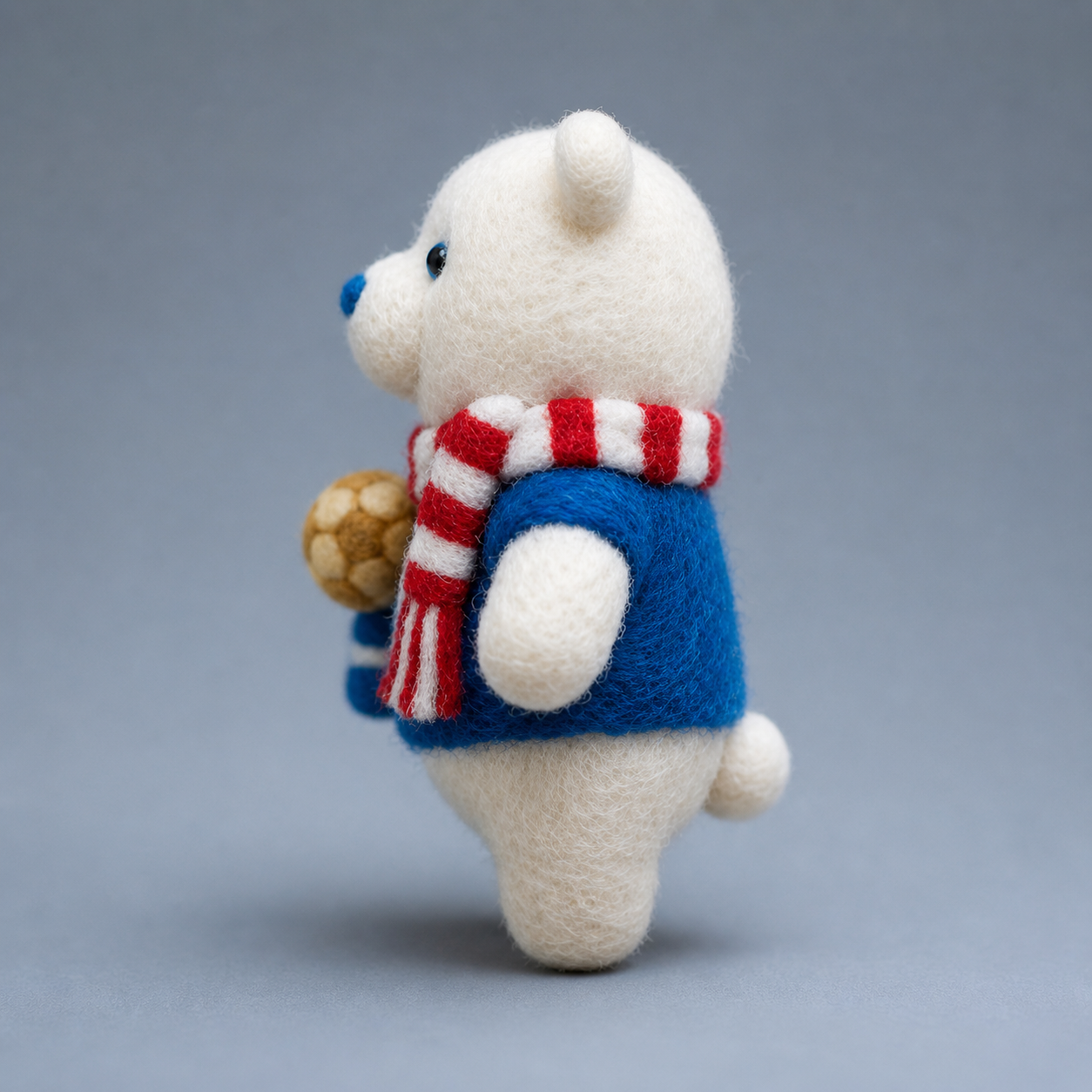 Handmade Wool Felt USA World Cup Polar Bear Figurine – Cute Sports Decor