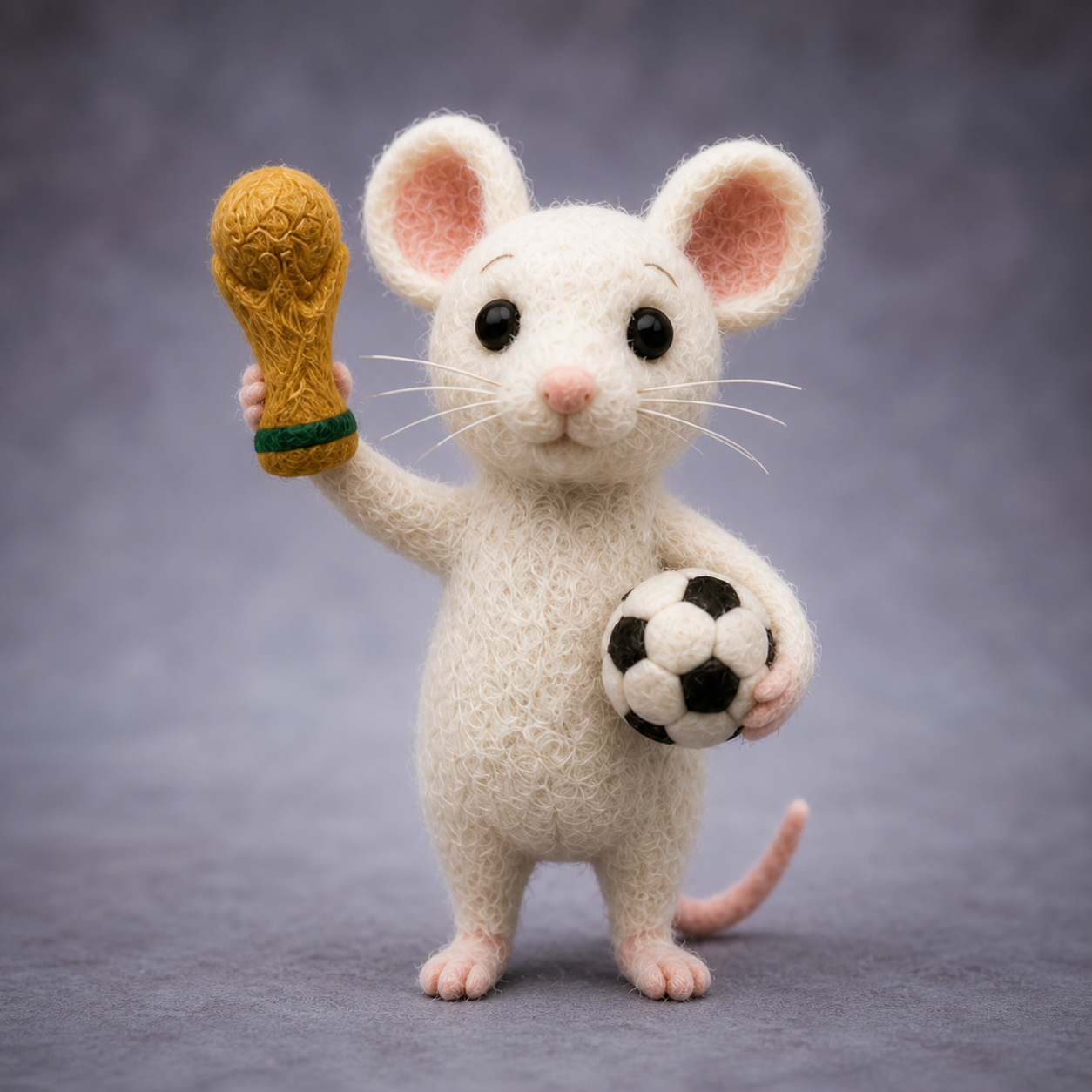 Handmade Wool Felt World Cup Mouse Figurine – Cute Sports Decor