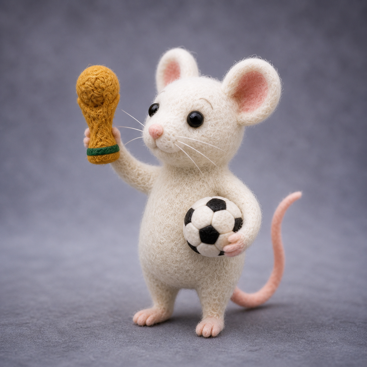 Handmade Wool Felt World Cup Mouse Figurine – Cute Sports Decor