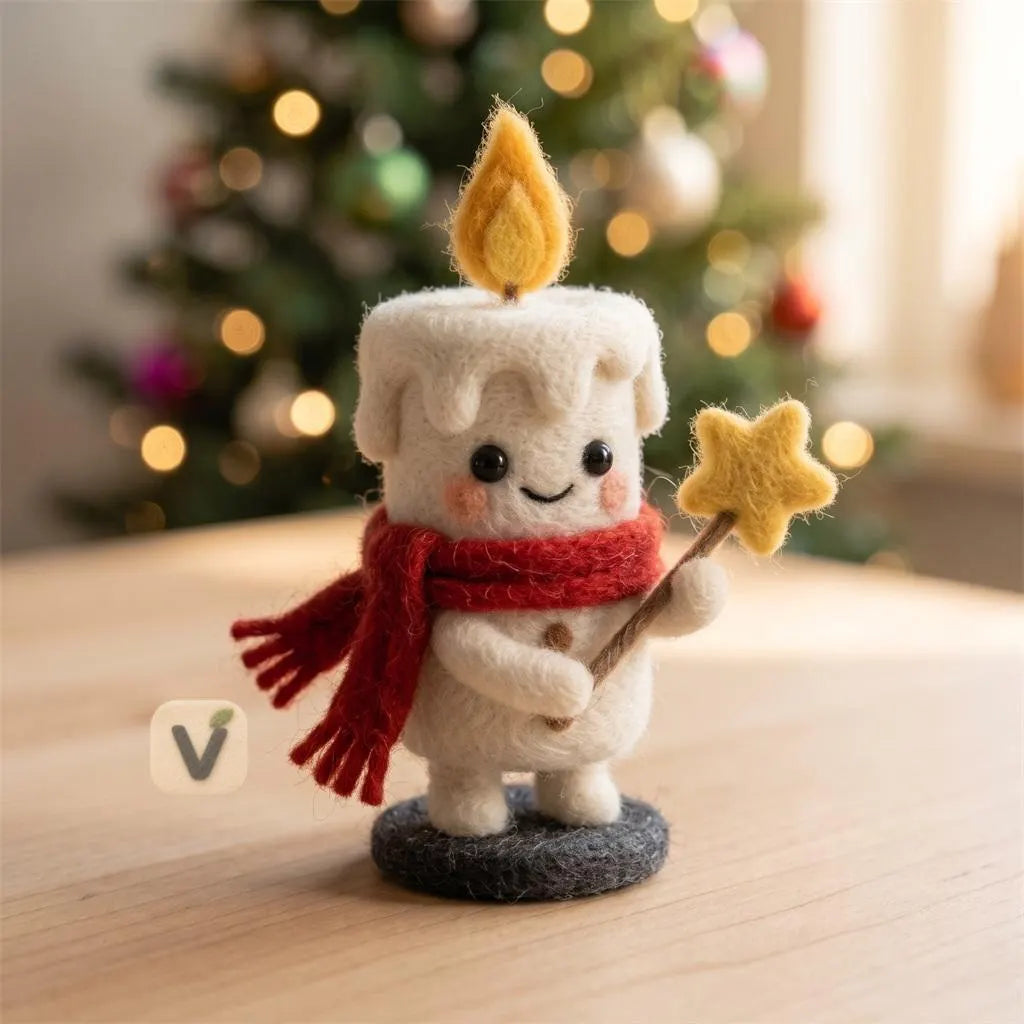 Christmas Candle with Star Wand Figurine