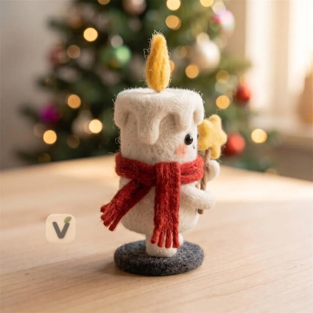 Christmas Candle with Star Wand Figurine