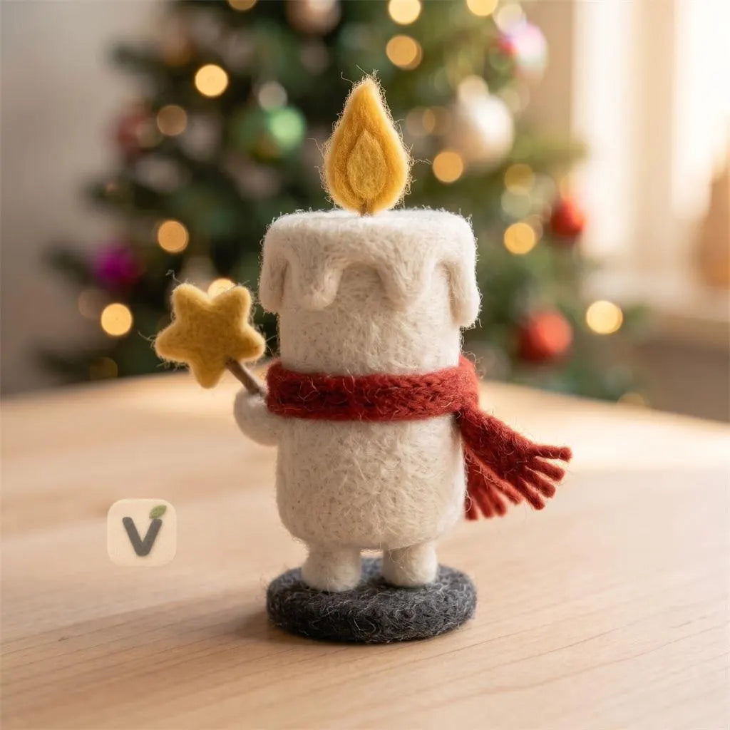 Christmas Candle with Star Wand Figurine