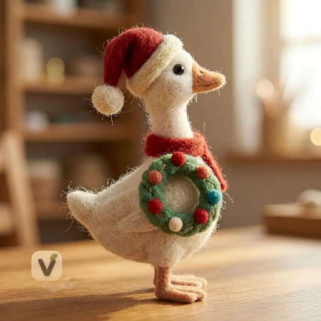 Christmas Goose with Wreath Figurin