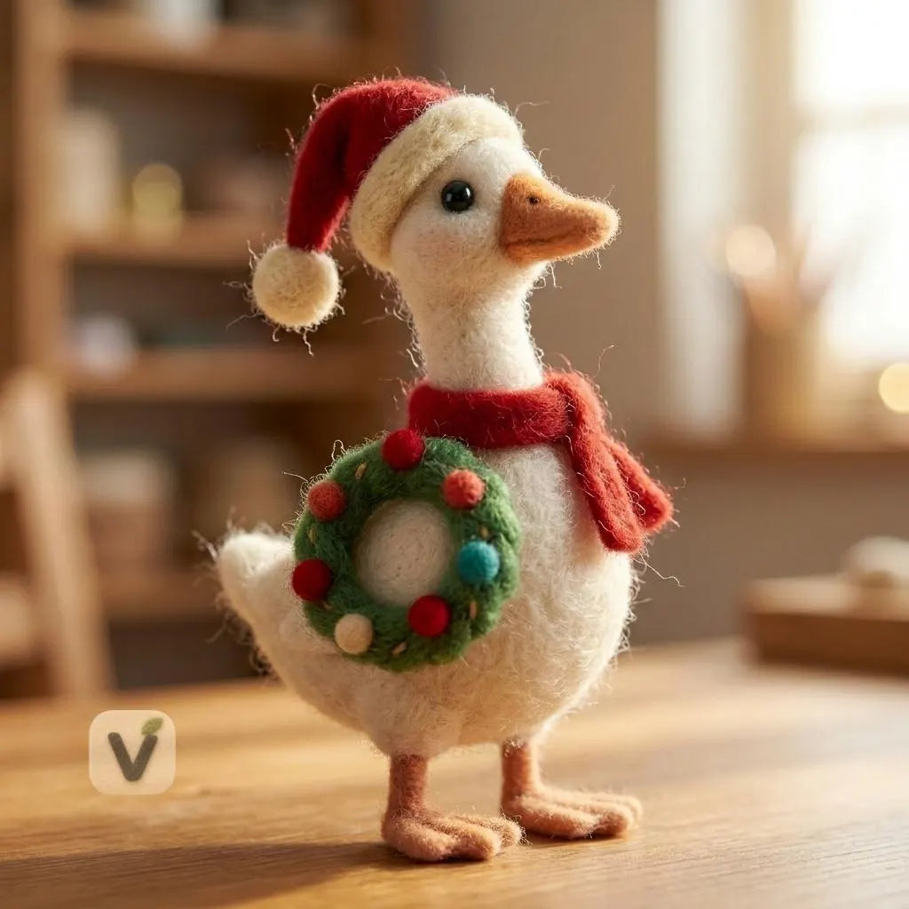 Christmas Goose with Wreath Figurin