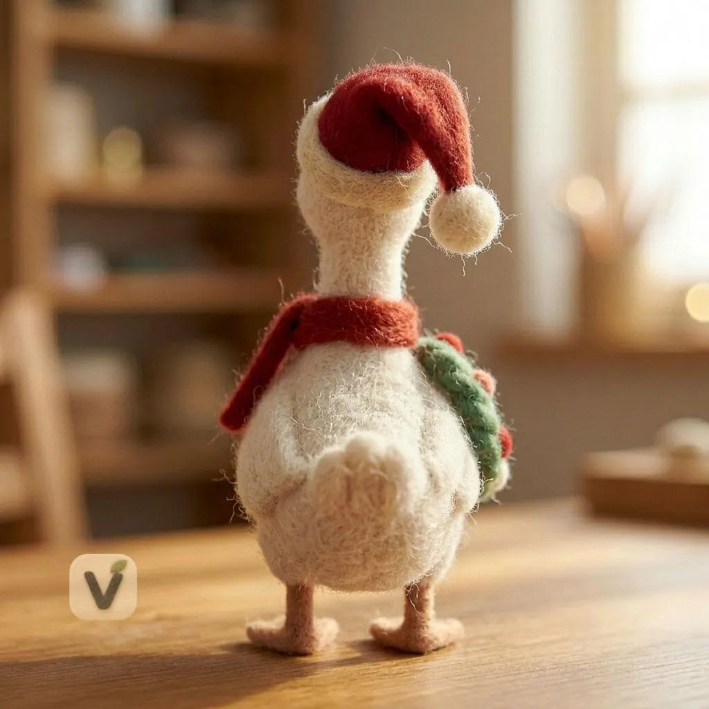 Christmas Goose with Wreath Figurin