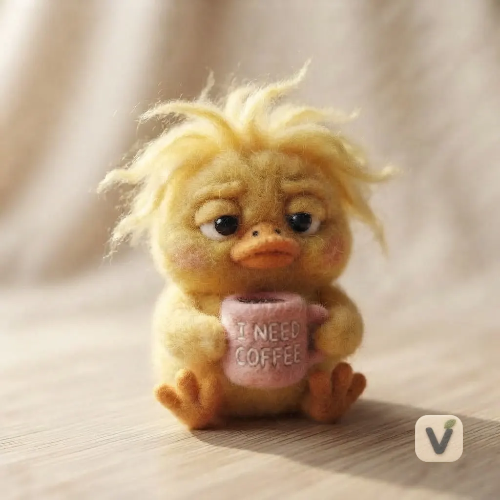 Coffee Duck Felt Figurine