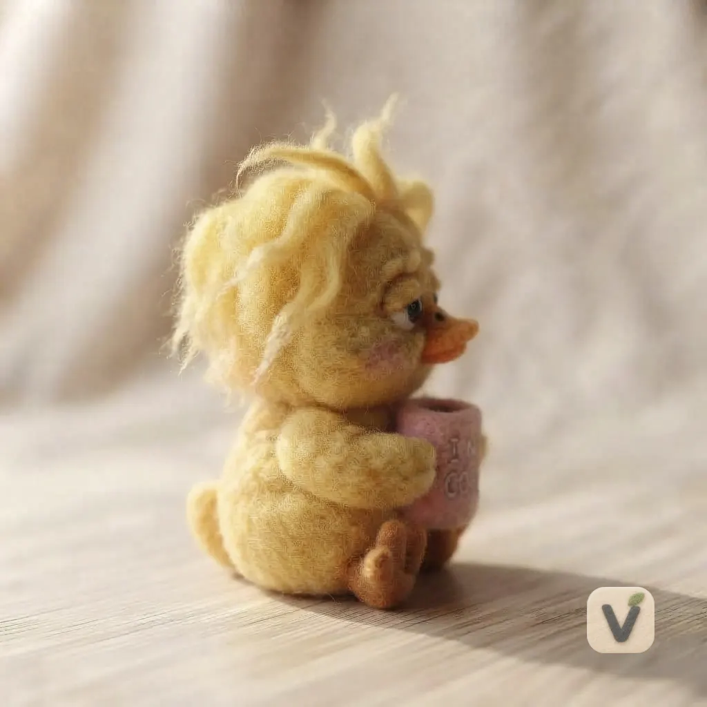Coffee Duck Felt Figurine