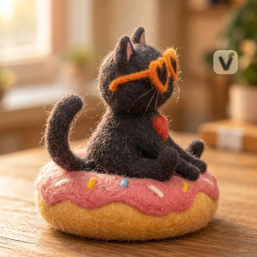 Cool Cat Donut Figurine