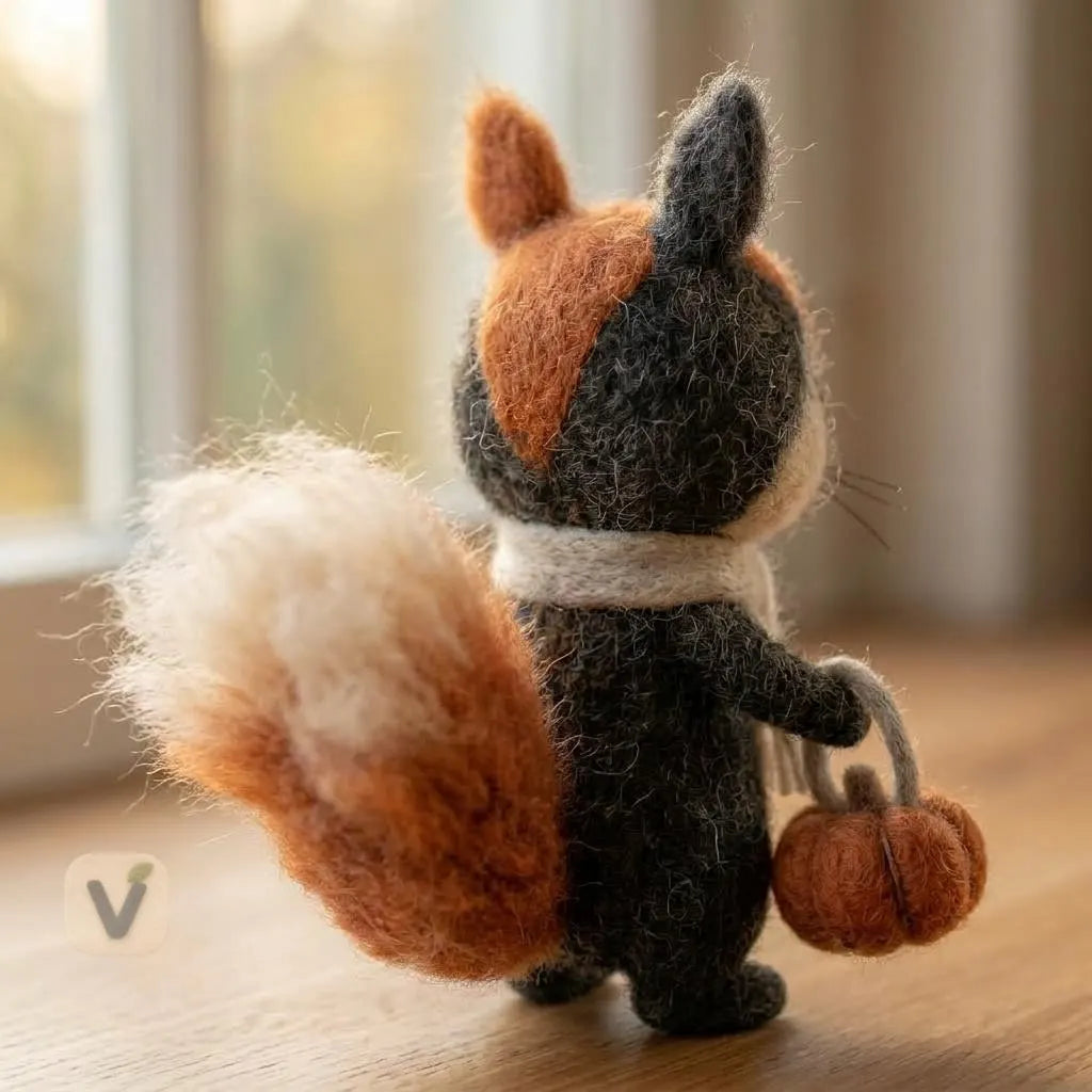 Cozy Autumn Squirrel  Figurine