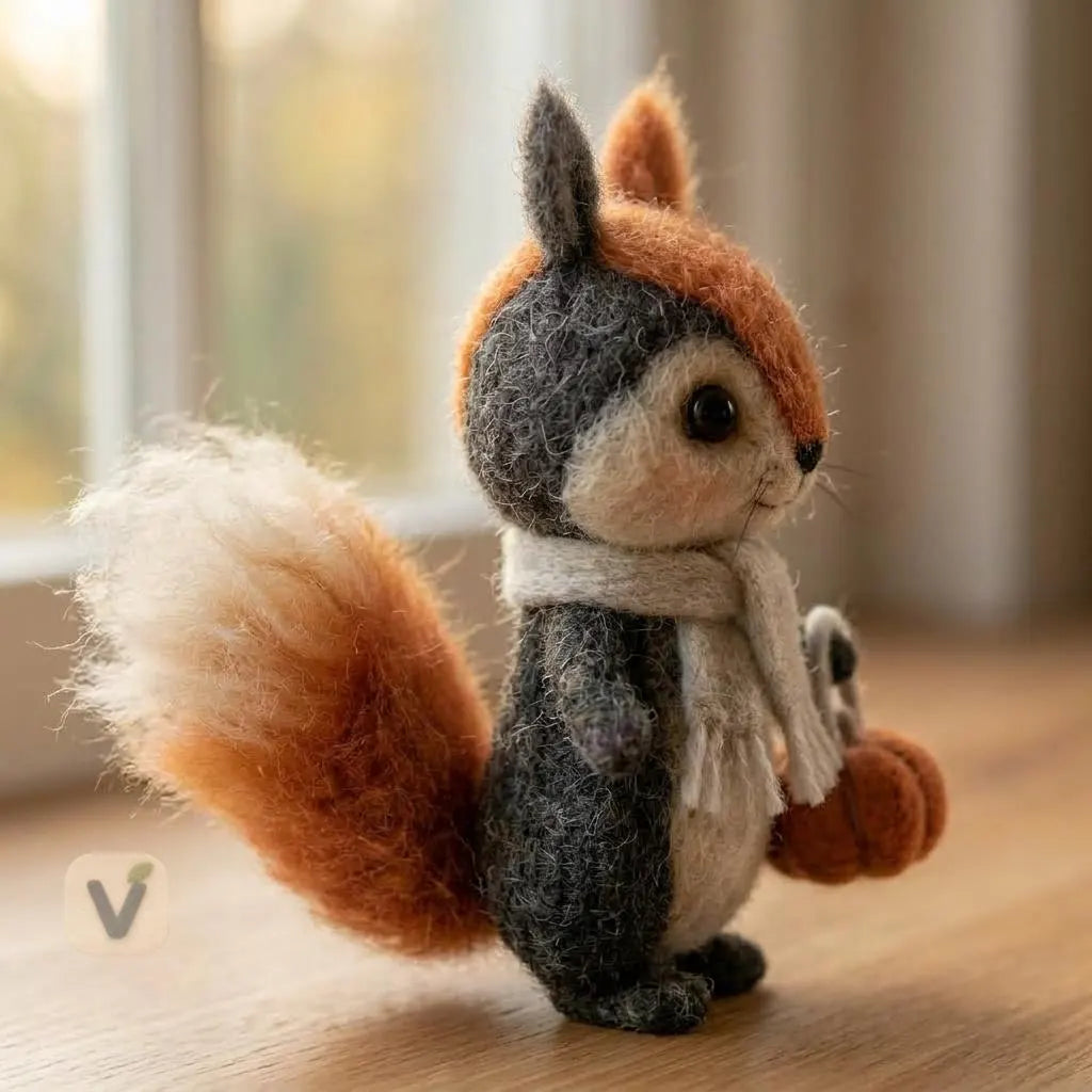 Cozy Autumn Squirrel  Figurine
