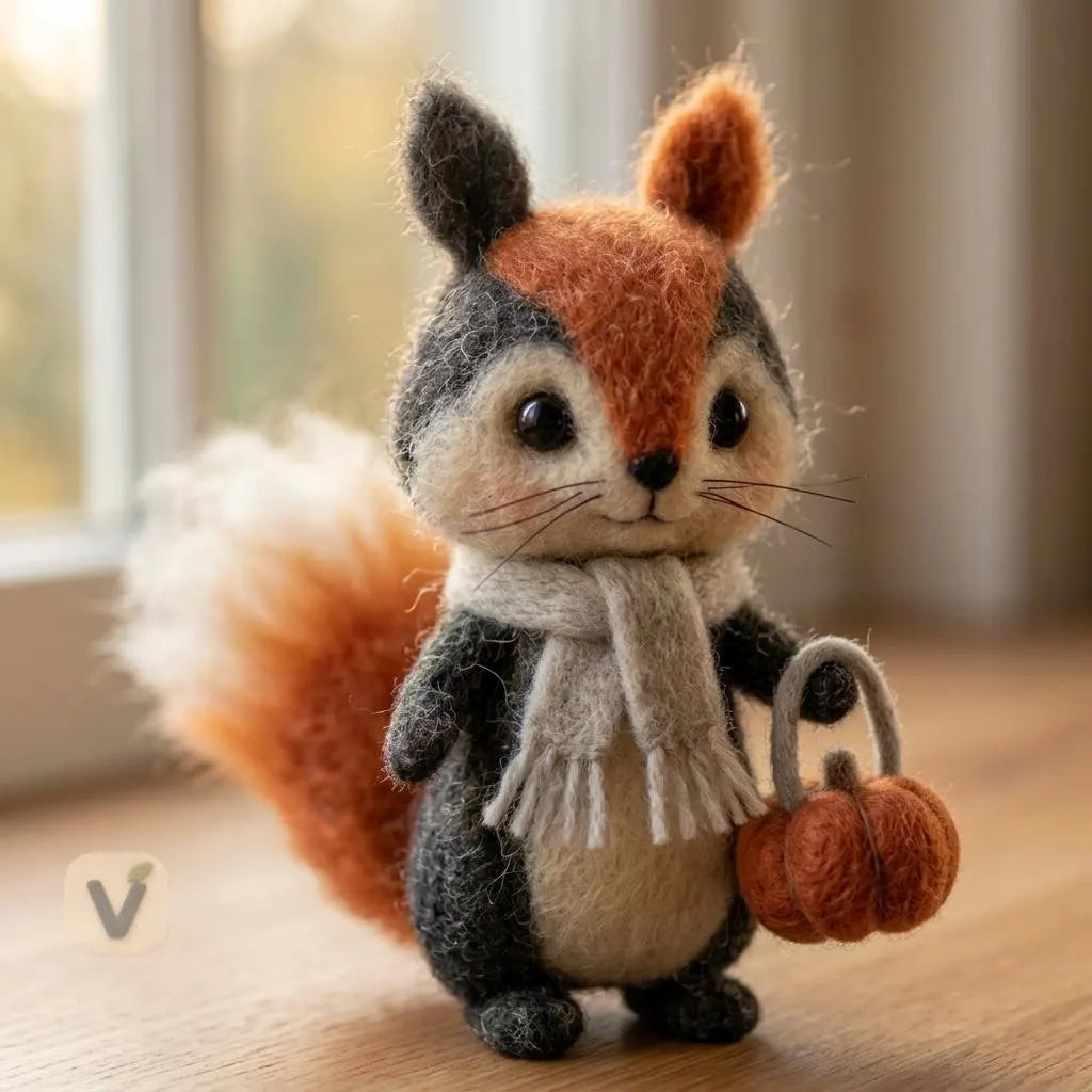 Cozy Autumn Squirrel  Figurine