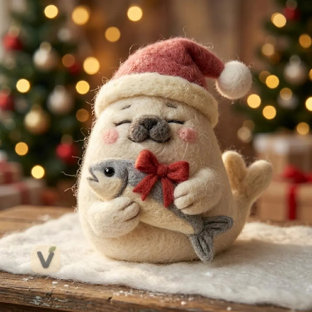 Cozy Christmas Seal Figurine