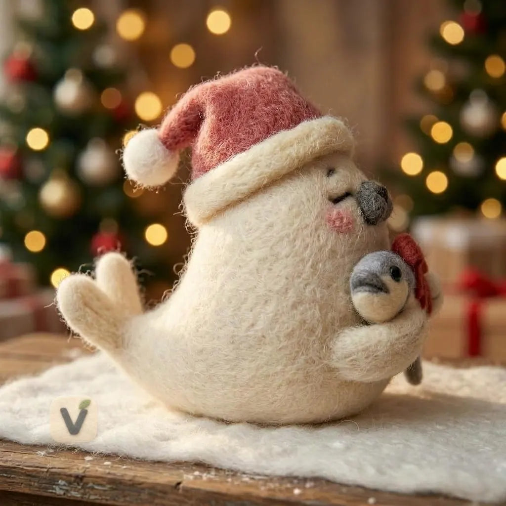 Cozy Christmas Seal Figurine