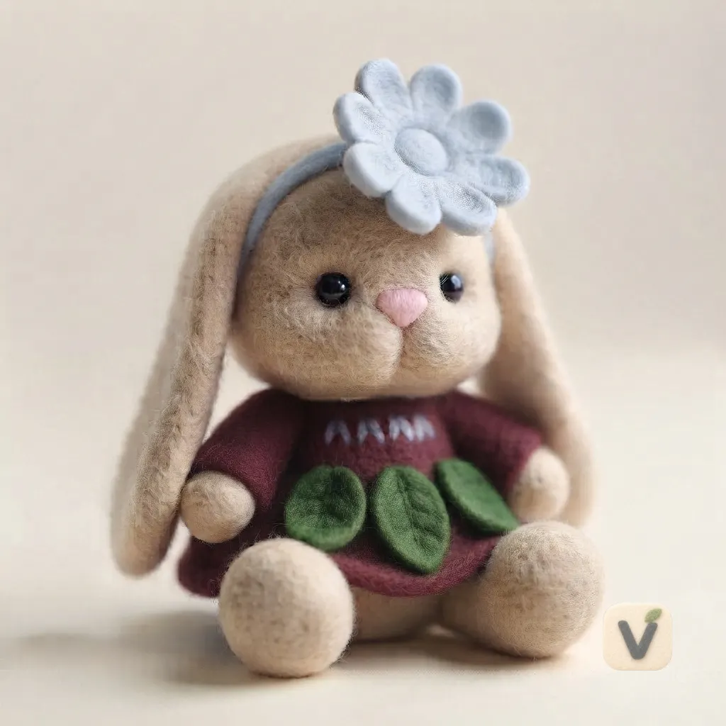 Felt Bunny Figurine