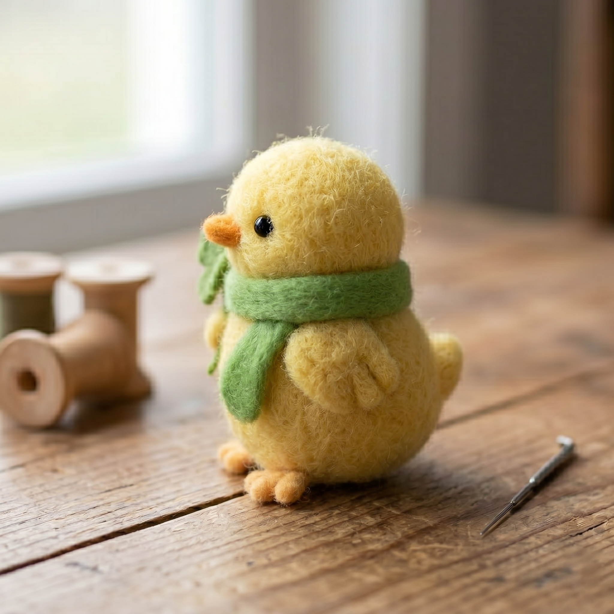 Handmade Wool Felt Lucky Clover Chick Figurine – Cute St. Patrick’s Day Decor