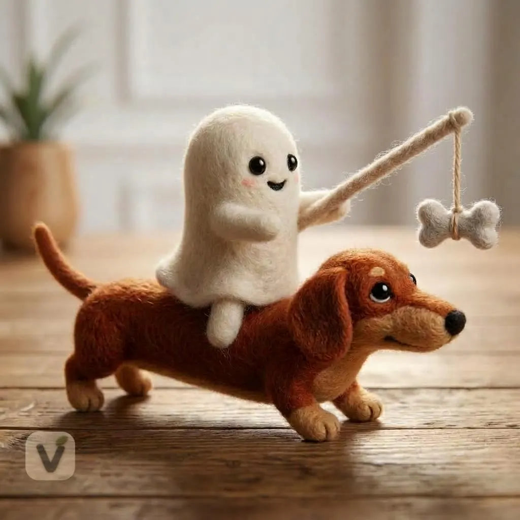 Ghost's Bone Bait on Dachshund Figurine