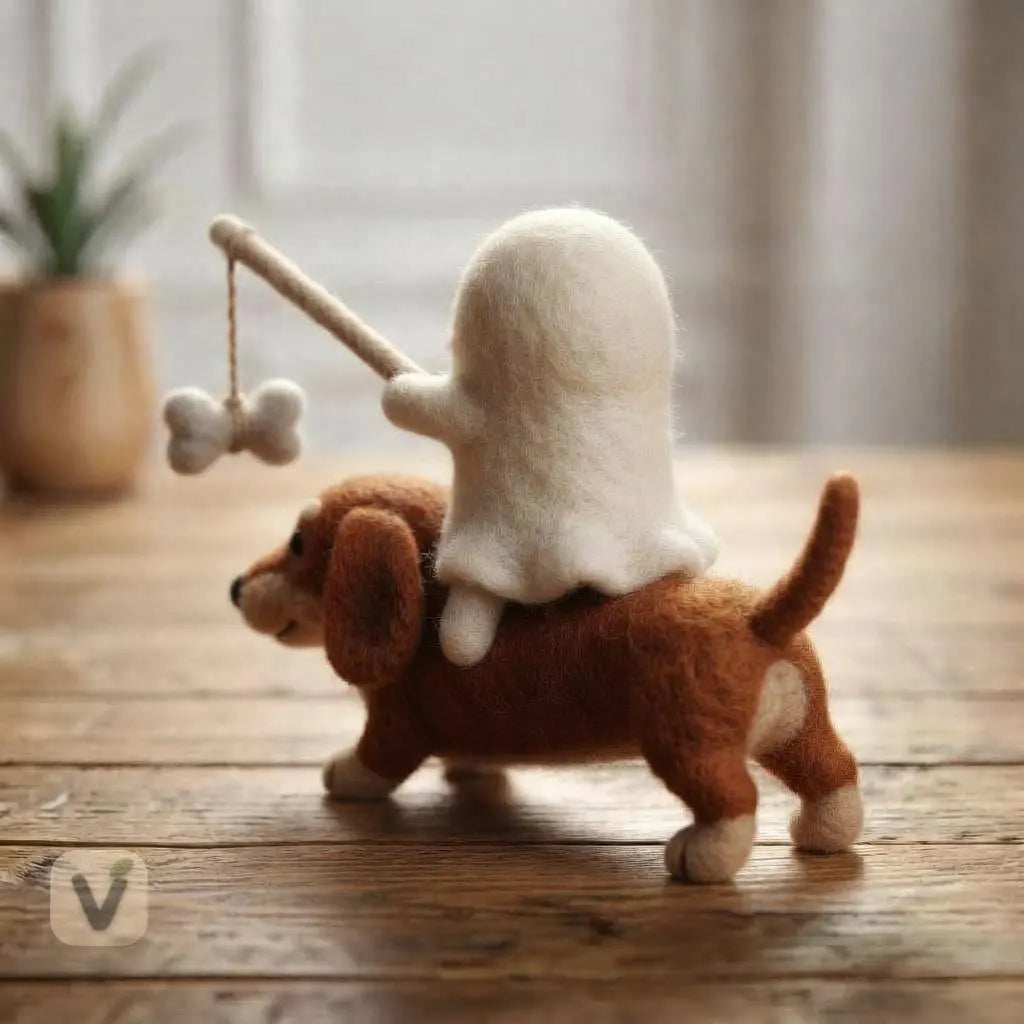 Ghost's Bone Bait on Dachshund Figurine