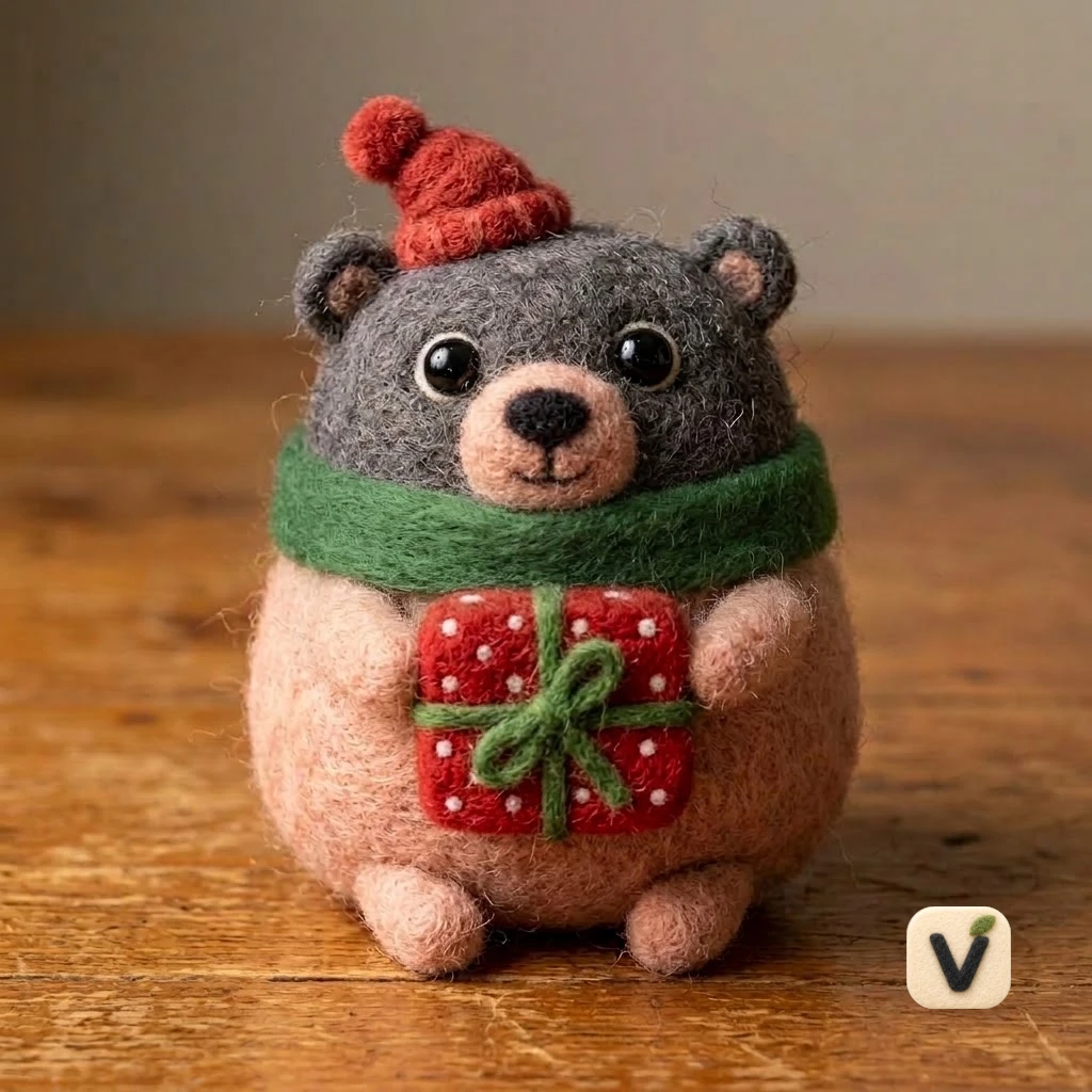 Gift‑Holding Bear Figurine