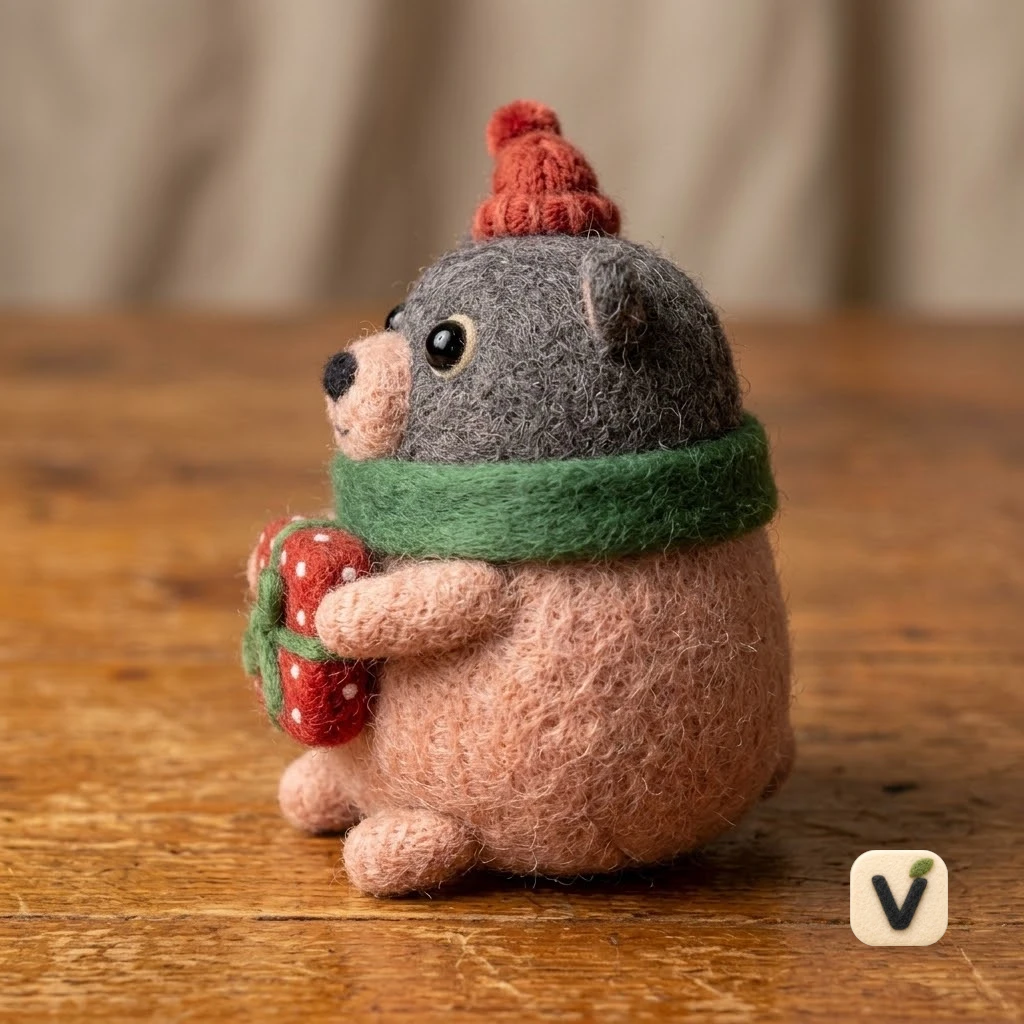 Gift‑Holding Bear Figurine