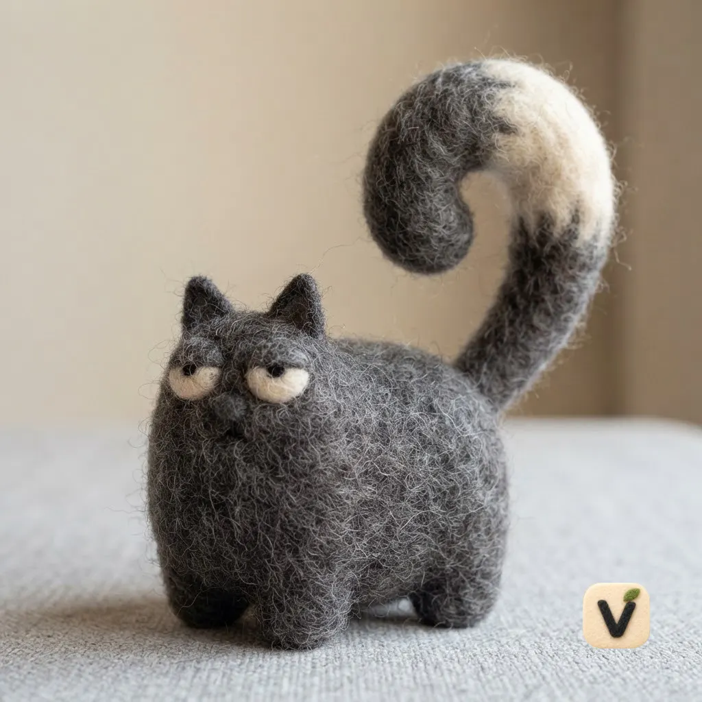 Grumpy Felt Cat