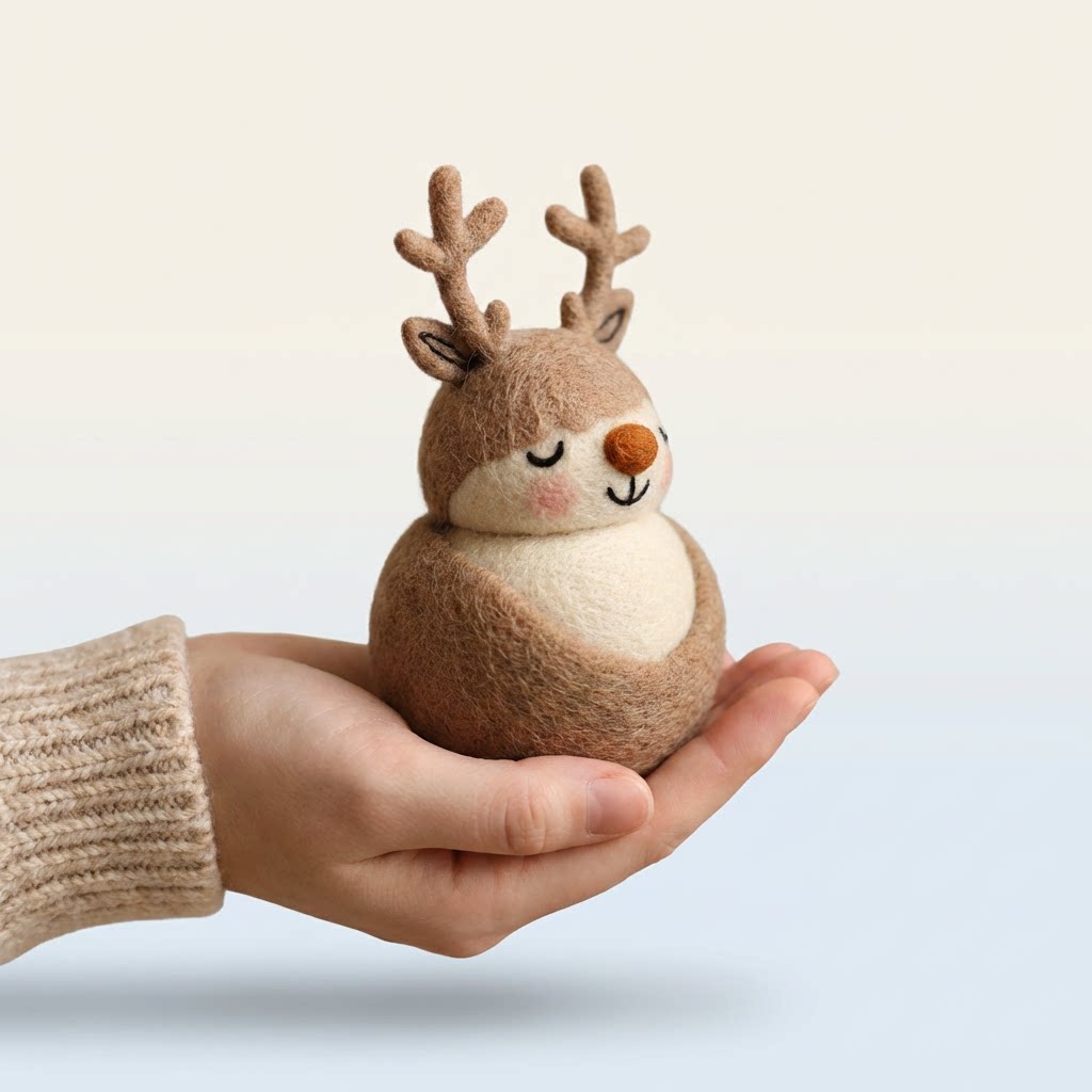 Handcrafted Felt Christmas Cute Deer Figurine