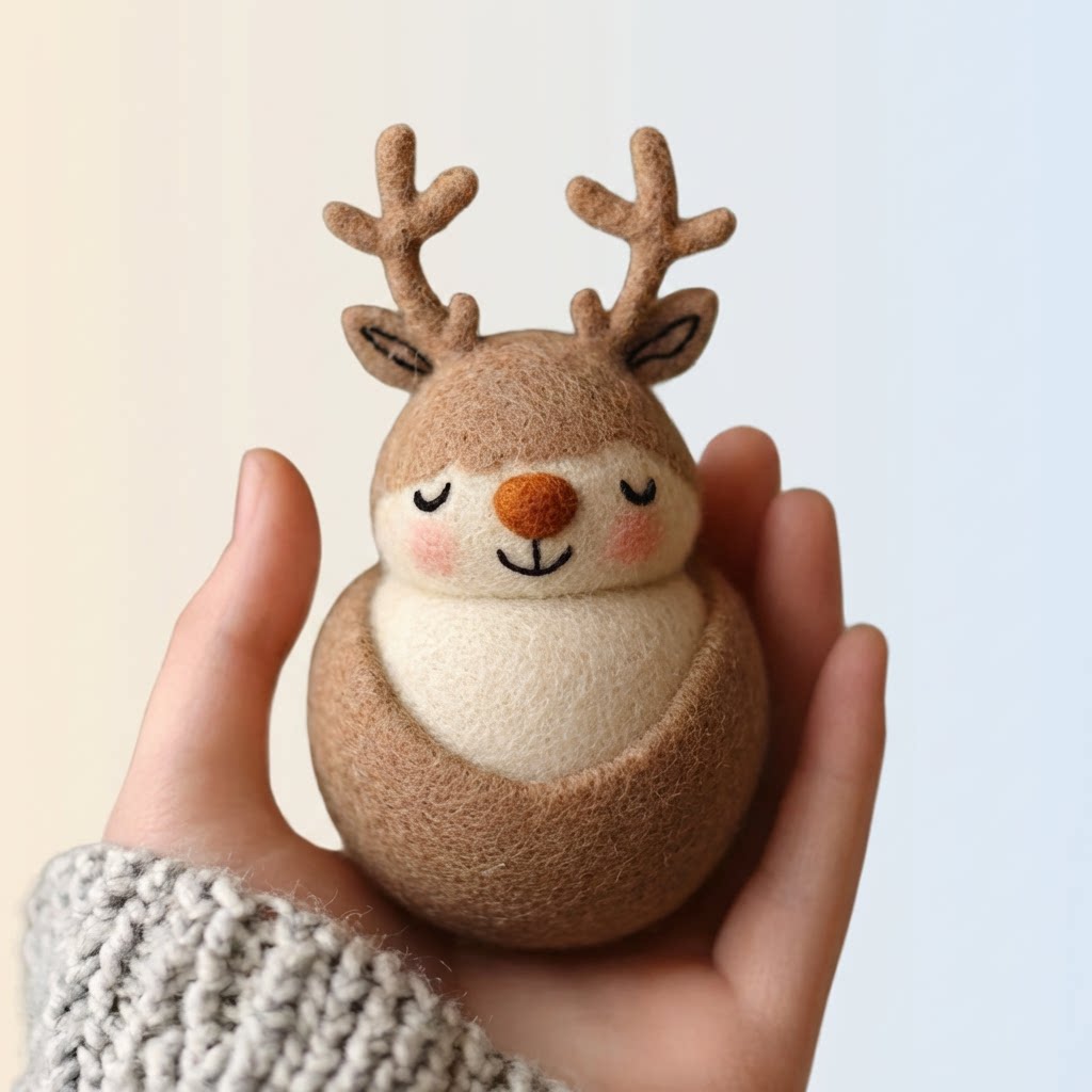 Handcrafted Felt Christmas Cute Deer Figurine