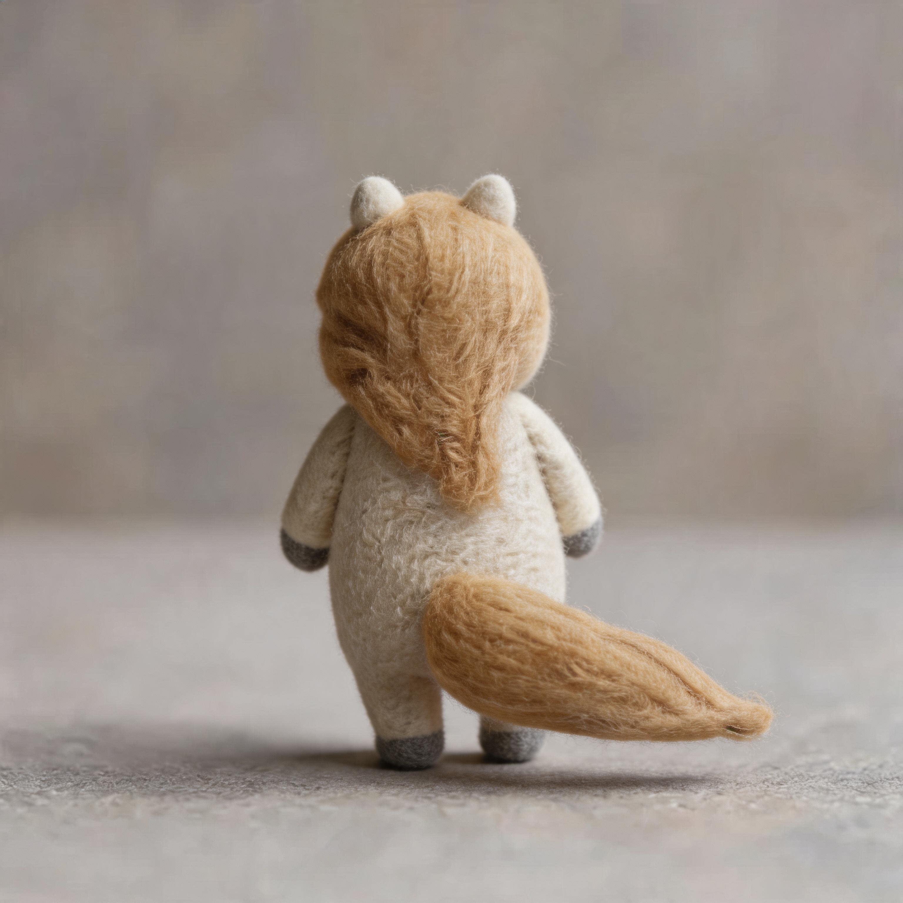 Handmade Wool Felt Pony Figurine – Cute Cream Horse Ornament