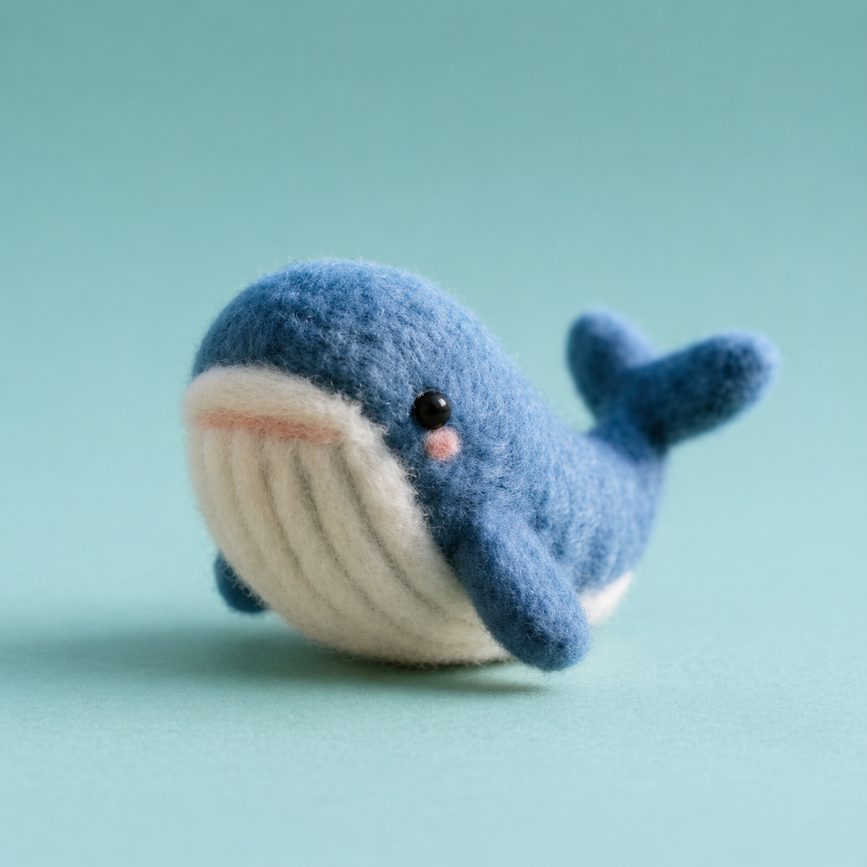 Handmade Wool Felt Blue Whale Figurine – Cute Ocean Animal Decor