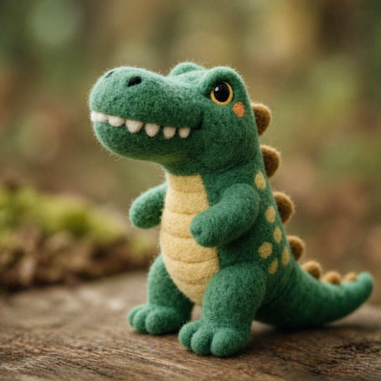 Handmade Wool Felt Cute Crocodile Figurine – Adorable Reptile Decor