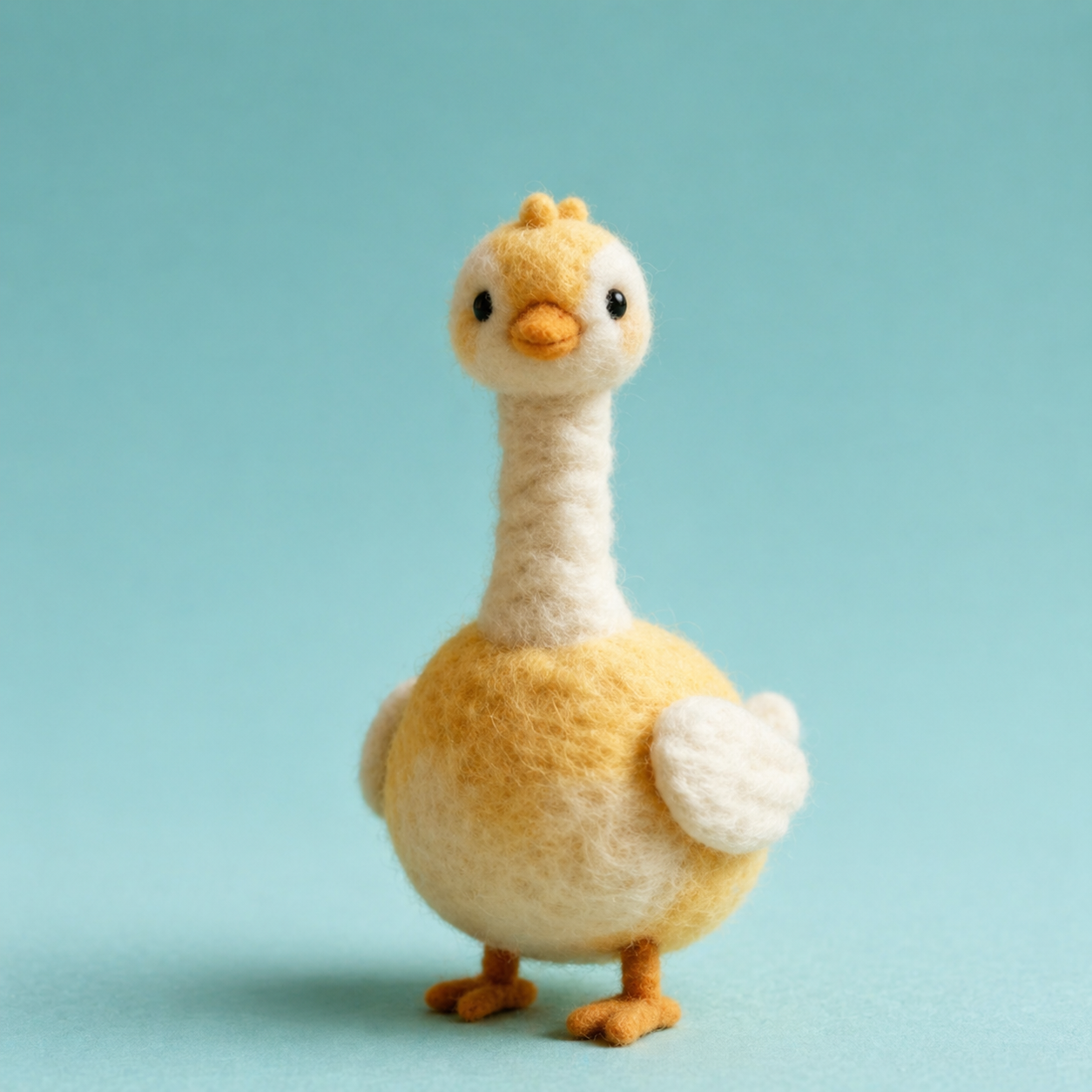 Handmade Wool Felt Yellow Duckling Figurine – Cute Nursery Decor