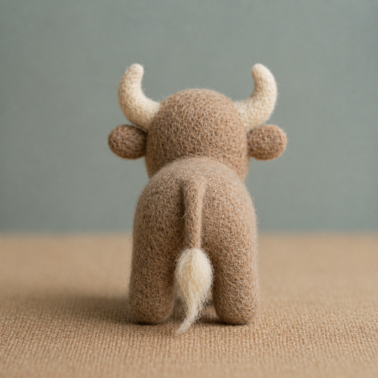 Handmade Wool Felt Highland Calf Figurine – Cute Farm Animal Decor