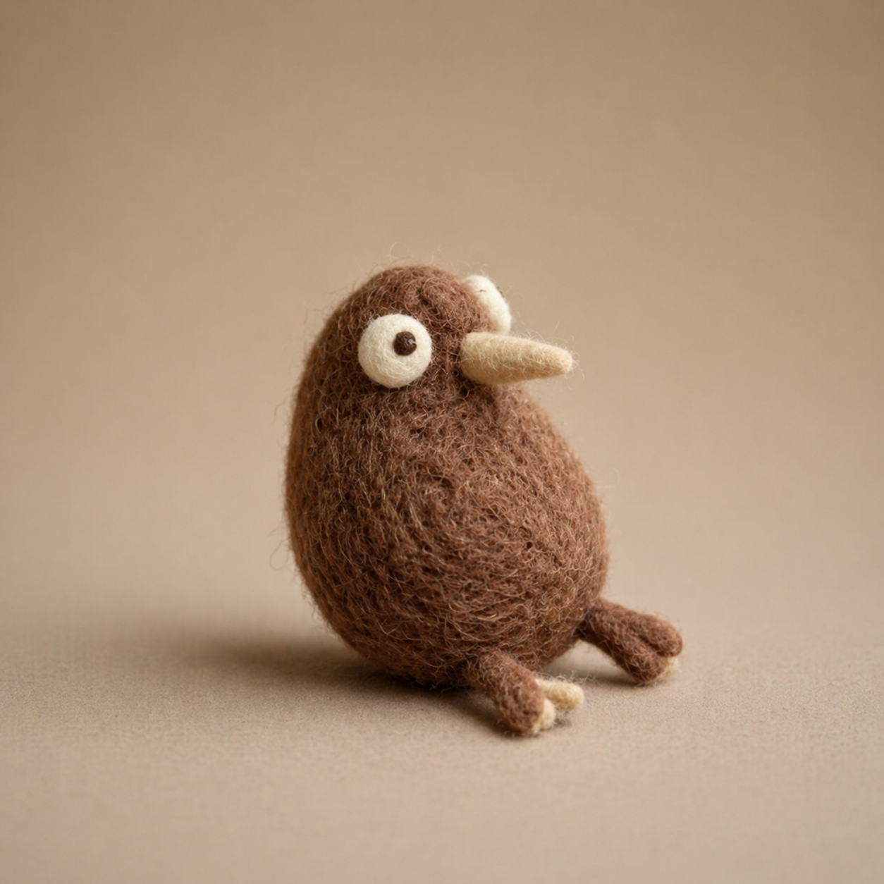 Handmade Wool Felt Kiwi Bird Figurine – Cute Whimsical Decor