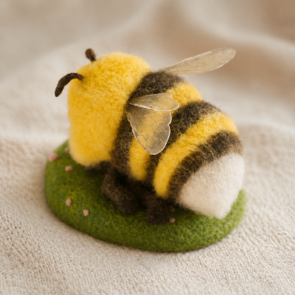 Handmade Wool Felt Bee Figurine Set – Realistic & Cute Bee Decor