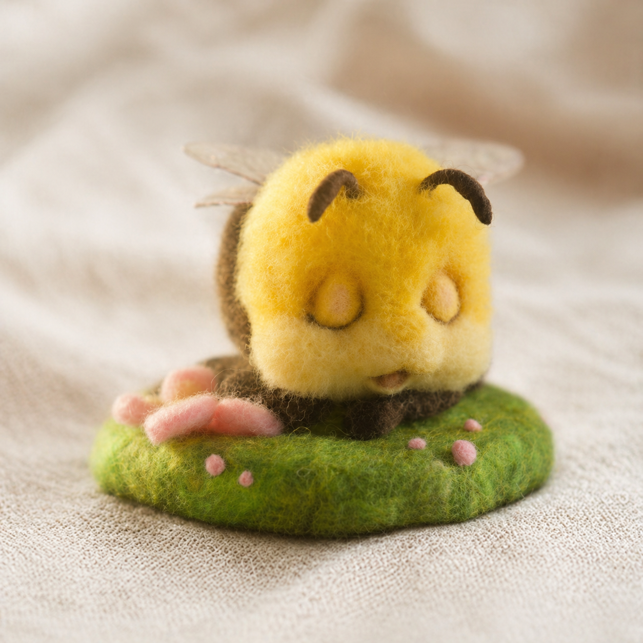 Handmade Wool Felt Bee Figurine Set – Realistic & Cute Bee Decor