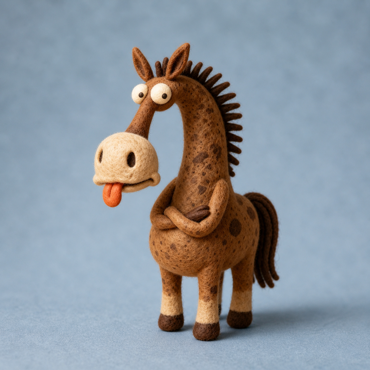 Handmade Wool Felt Spotted Horse Figurine – Cute Whimsical Decor