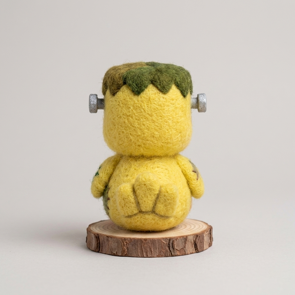 Handmade Wool Felt Frankenstein Duck Figurine – Cute Halloween Decor