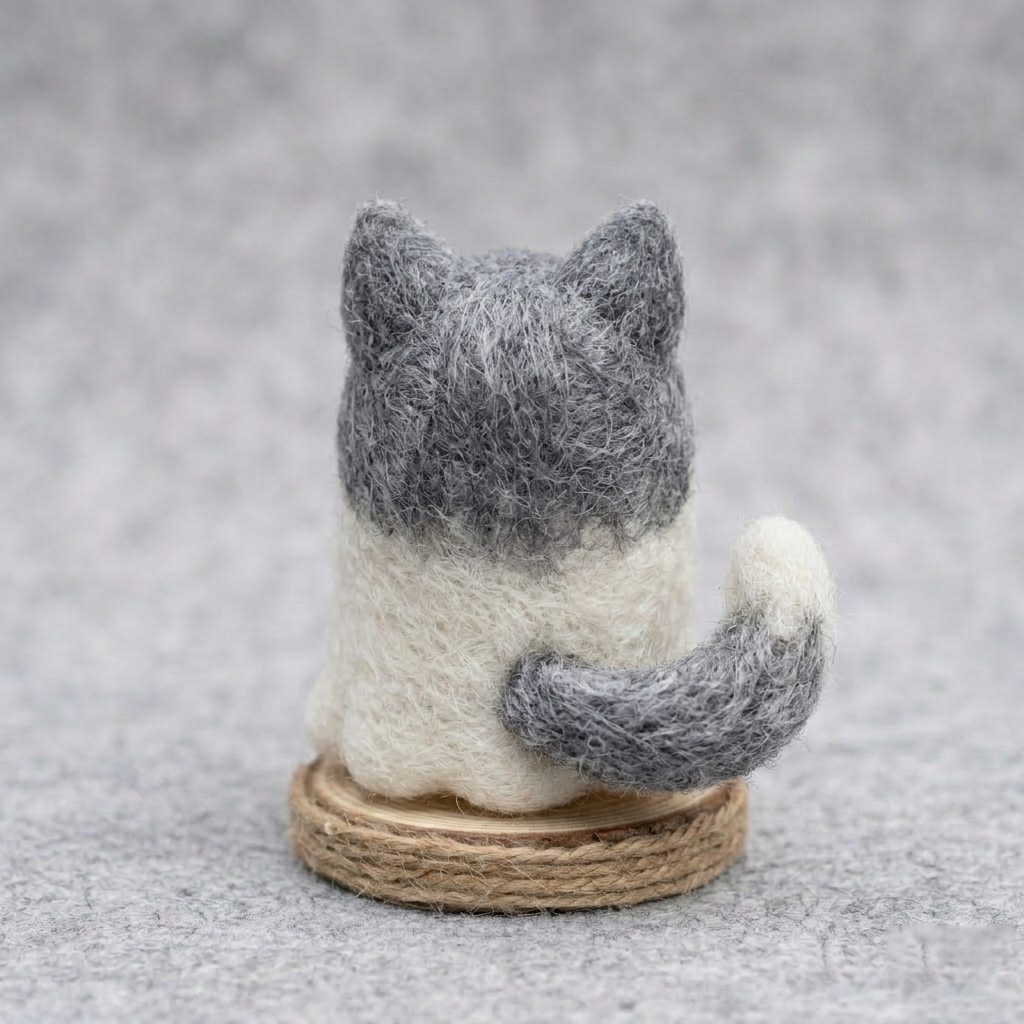 Handmade Wool Felt Husky Ghost Figurine – Cute Whimsical Decor