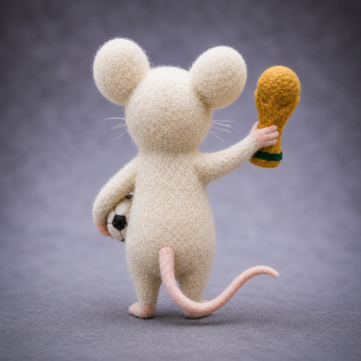 Handmade Wool Felt World Cup Mouse Figurine – Cute Sports Decor