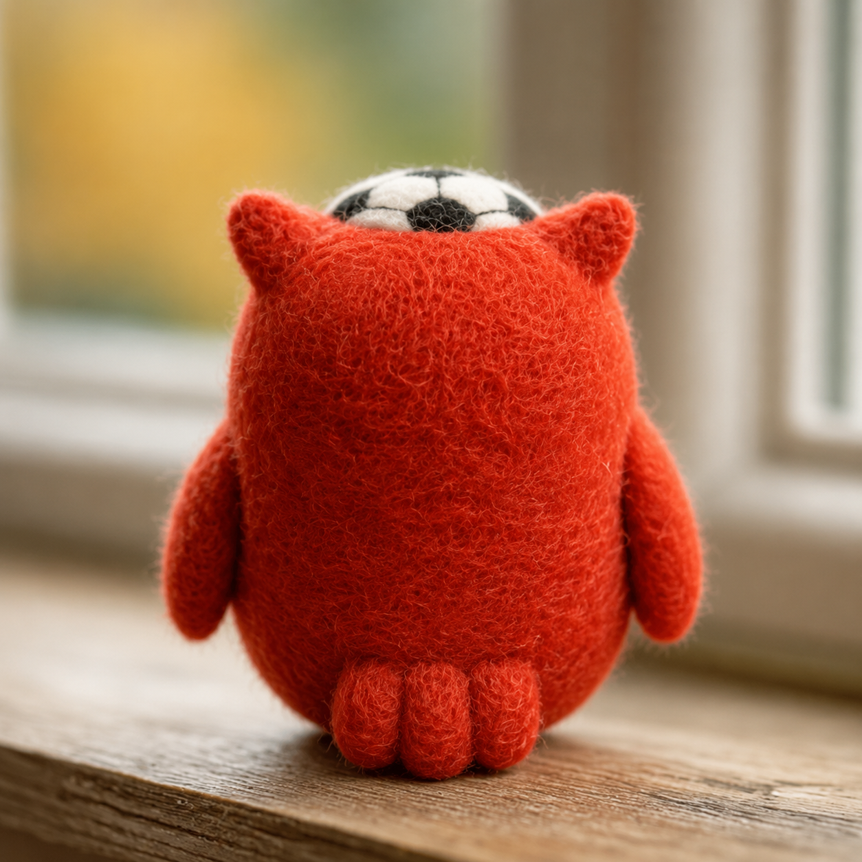 Handmade Wool Felt USA Patriotic Soccer Owl Figurine – Cute Sports Decor