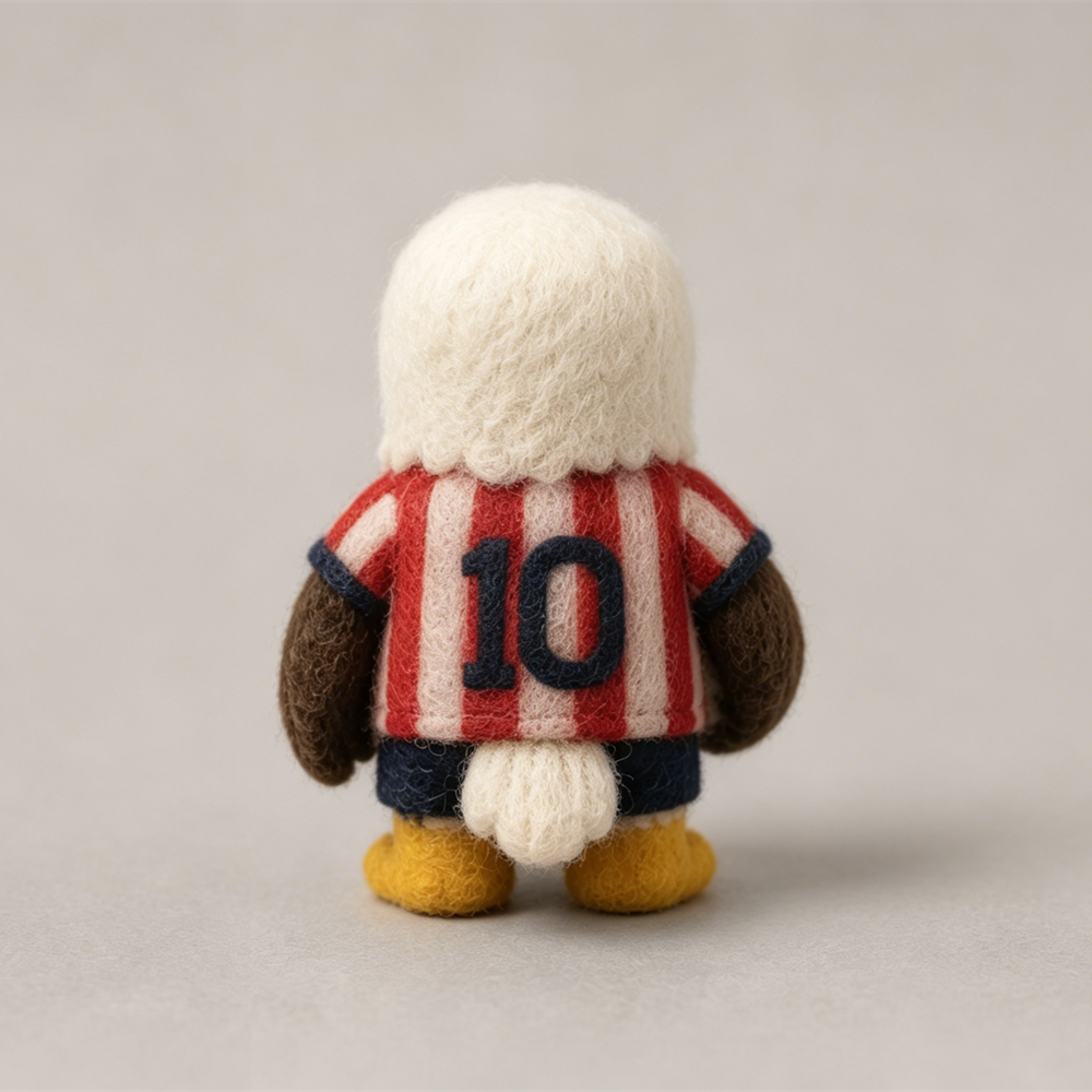 Handmade Wool Felt Soccer Eagle Figurine – Cute Patriotic Sports Decor