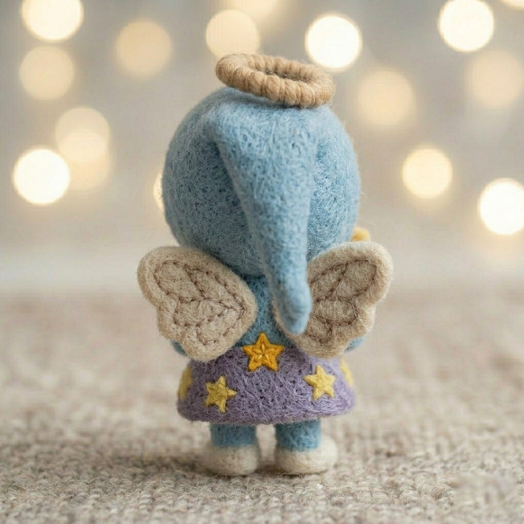 Handmade Wool Felt Angel with Baby Figurine – Whimsical Nursery Decor