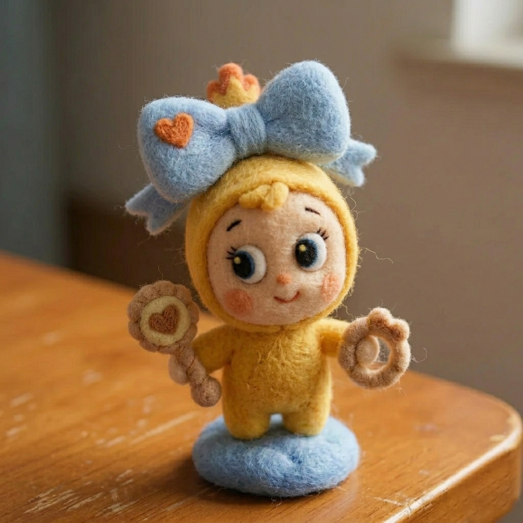 Handmade Wool Felt Cute Baby Doll Figurine – Whimsical Nursery Decor