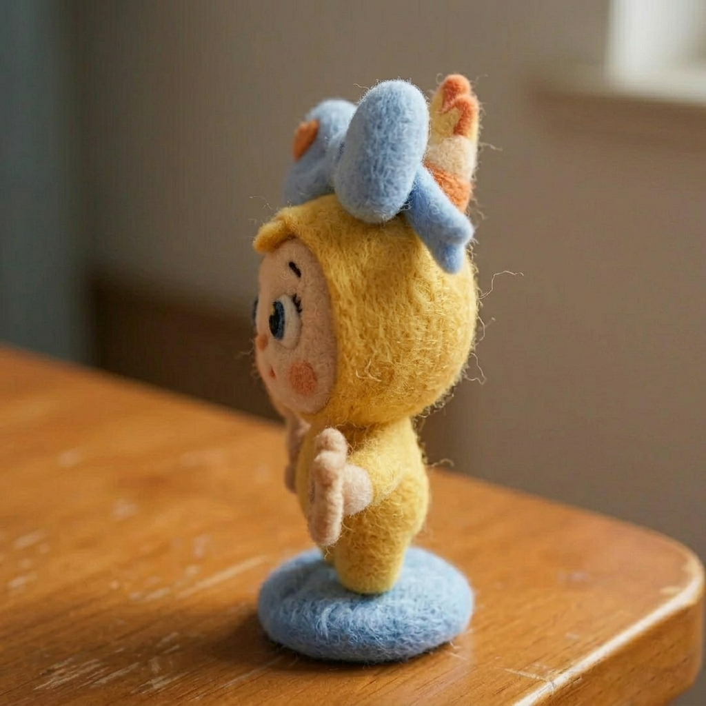 Handmade Wool Felt Cute Baby Doll Figurine – Whimsical Nursery Decor