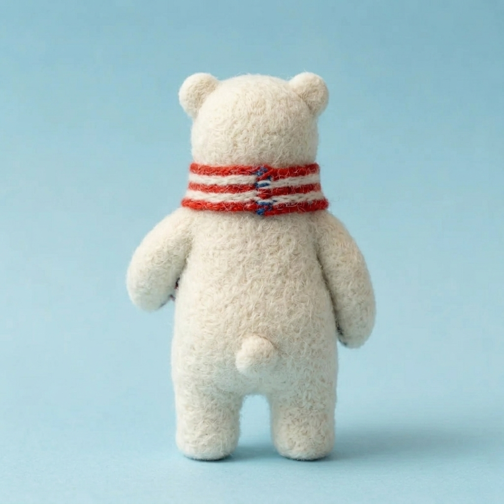 Handmade Wool Felt USA Patriotic Polar Bear Figurine – Cute Sports Decor