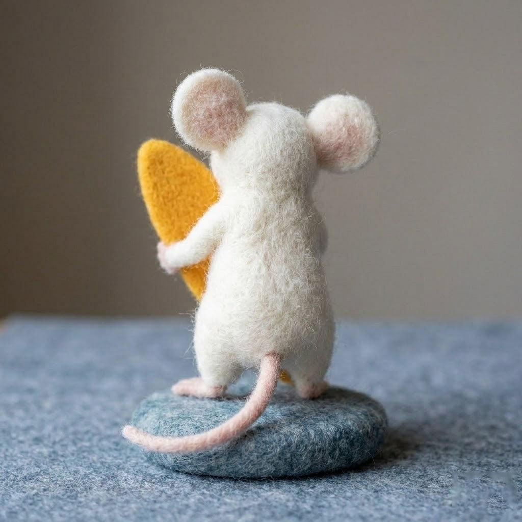 Handmade Wool Felt Surfer Mouse Figurine – Whimsical Summer Decor