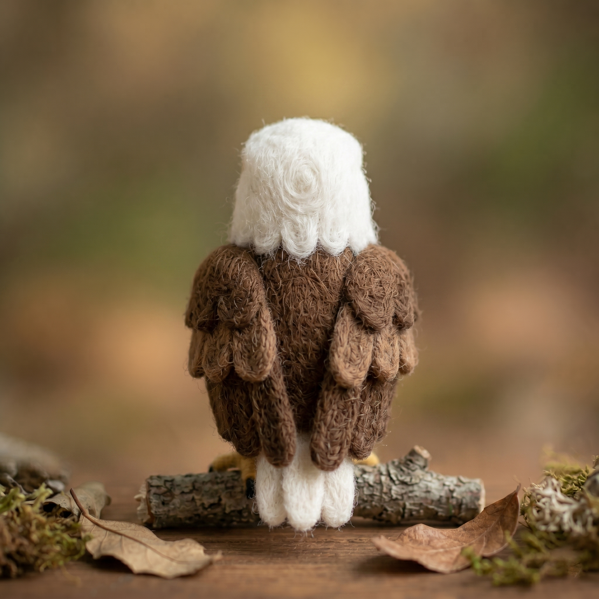 Handmade Wool Felt Bald Eagle Figurine – Majestic Wildlife Decor
