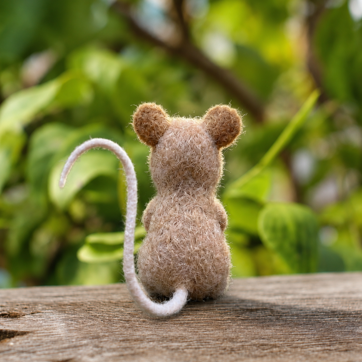 Handmade Wool Felt Brown Field Mouse Figurine – Cute Whimsical Woodland Decor